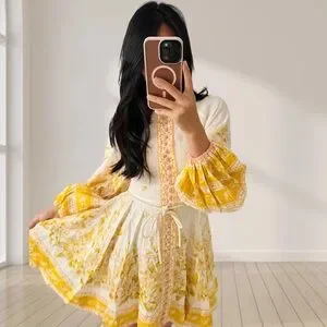 ZIMMERMANN Golden Buttoned Mini Dress リネン ミニドレス Zimmermann Golden Buttoned Mini Dress - ShopStyle